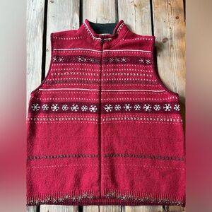 Woolrich Women's Christmas Wool Sweater Vest XL Red